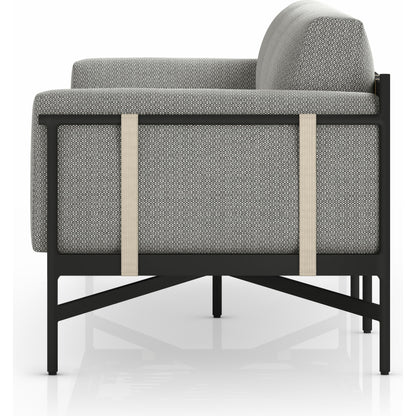 Hearst 99" Outdoor Sofa by Four Hands in bronze. Made from 100% olefin, aluminum, 100% polypropylene in a modern style.