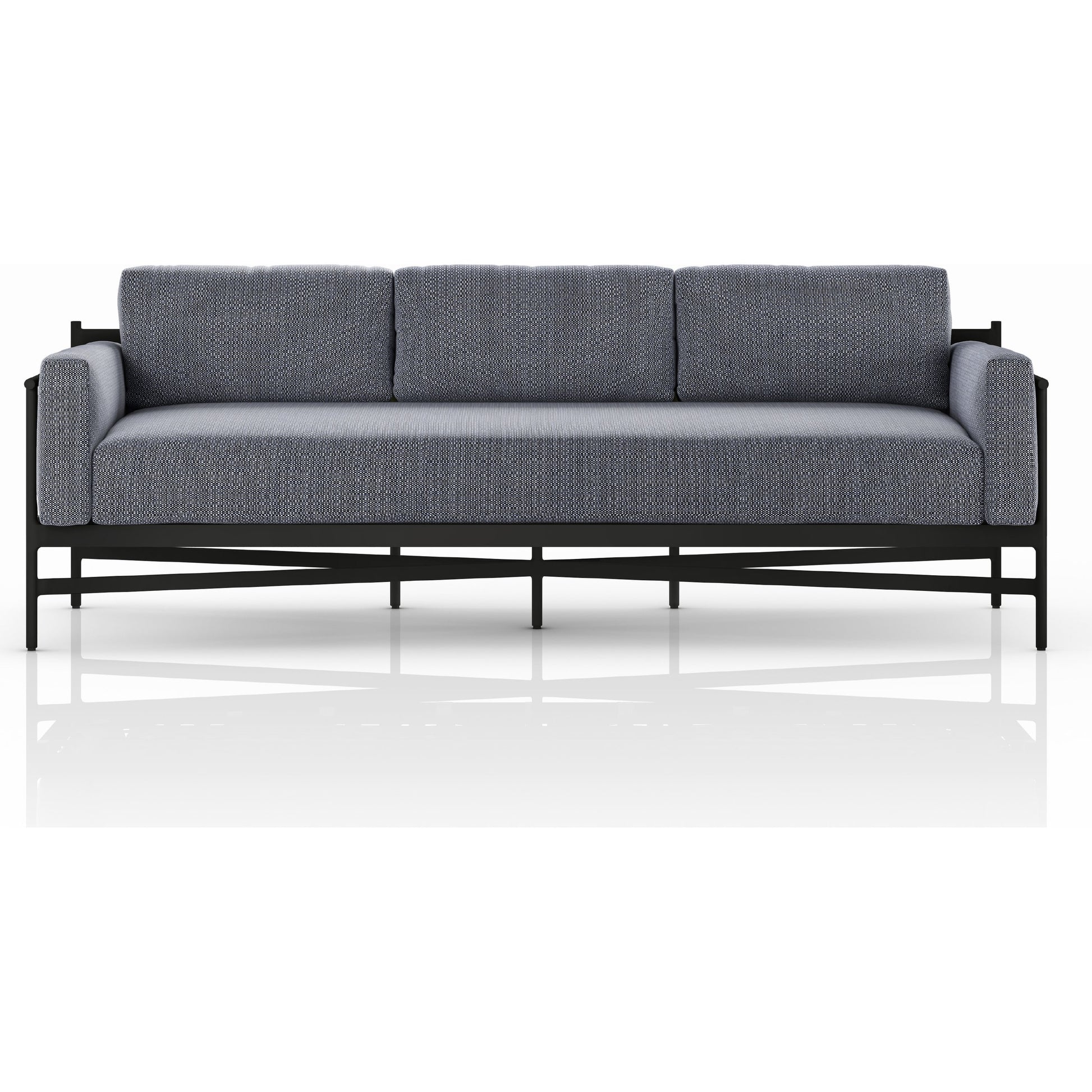 Hearst 99" Outdoor Sofa by Four Hands in bronze. Made from 100% olefin, aluminum, 100% polypropylene in a modern style.