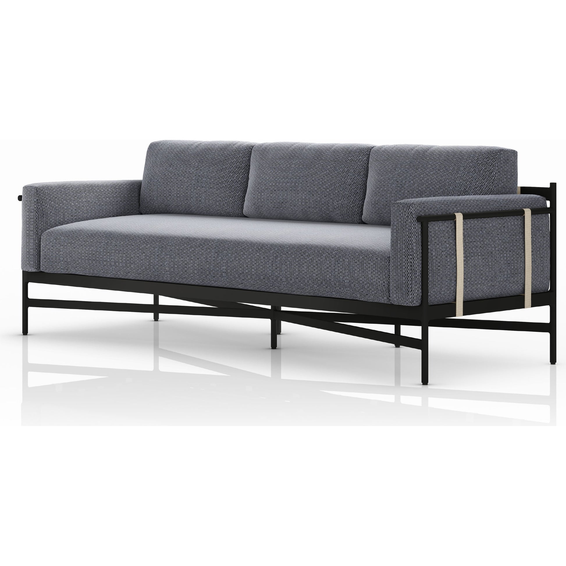 Hearst 99" Outdoor Sofa by Four Hands in bronze. Made from 100% olefin, aluminum, 100% polypropylene in a modern style.