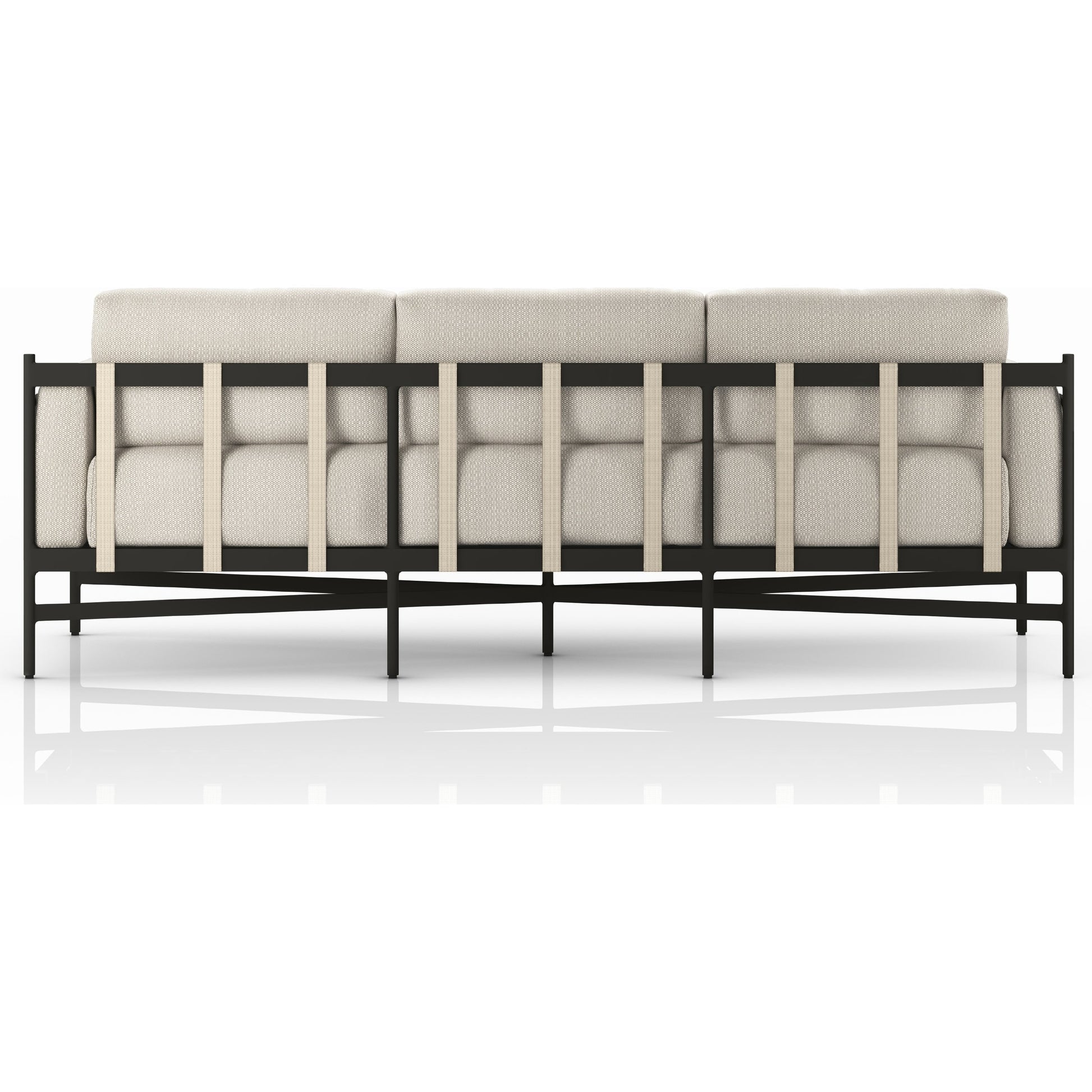 Hearst 99" Outdoor Sofa by Four Hands in bronze. Made from 100% olefin, aluminum, 100% polypropylene in a modern style.