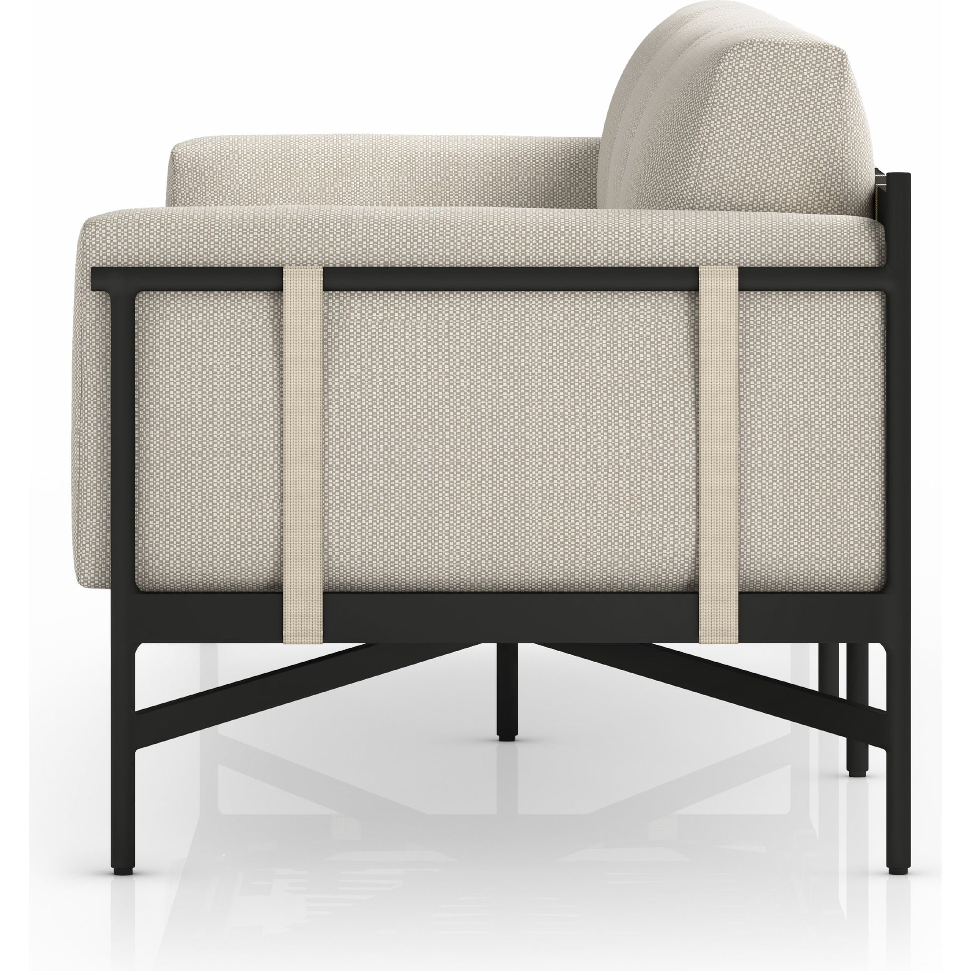 Hearst 99" Outdoor Sofa by Four Hands in bronze. Made from 100% olefin, aluminum, 100% polypropylene in a modern style.