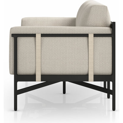 Hearst 99" Outdoor Sofa by Four Hands in bronze. Made from 100% olefin, aluminum, 100% polypropylene in a modern style.