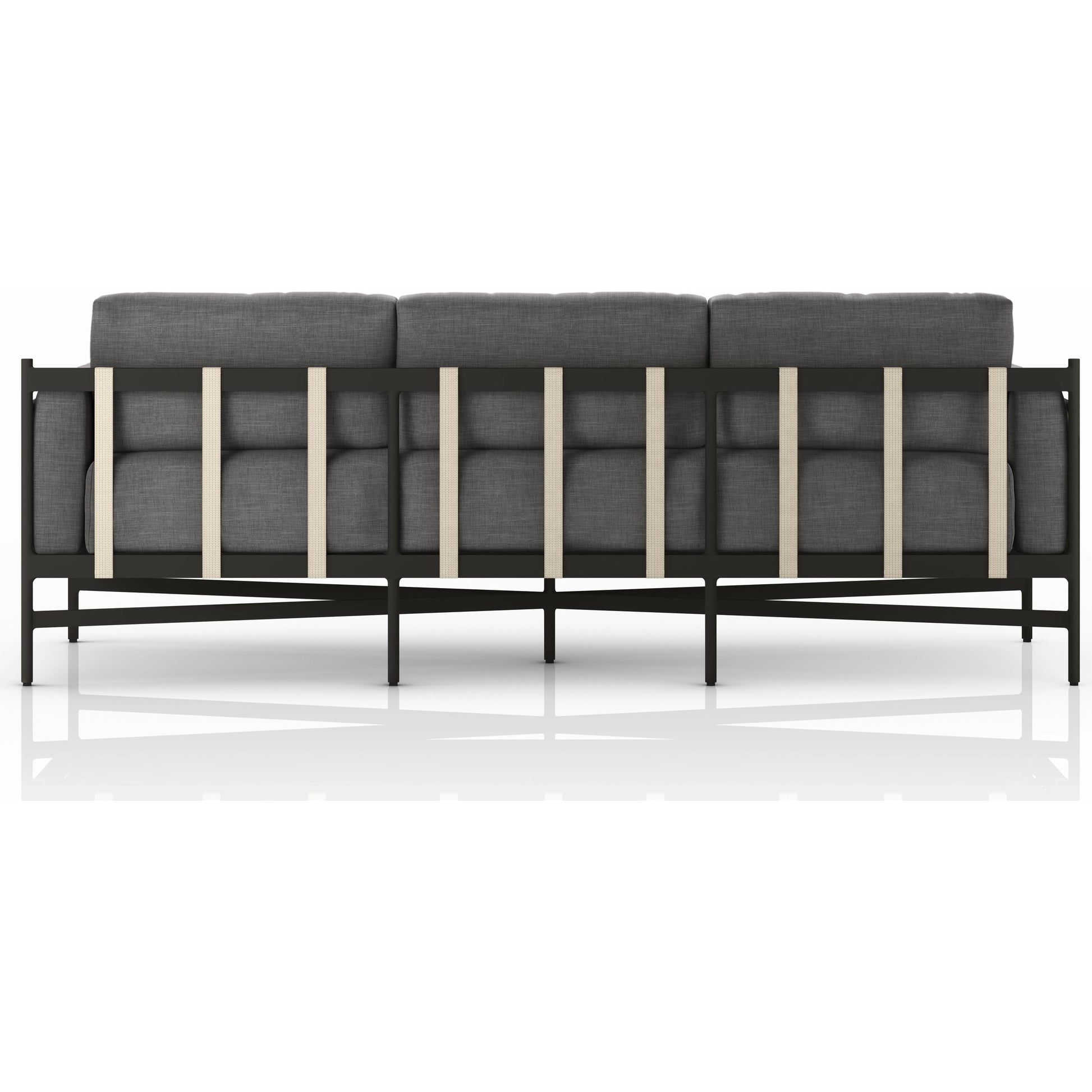 Hearst 99" Outdoor Sofa by Four Hands in bronze. Made from 100% olefin, aluminum, 100% polypropylene in a modern style.