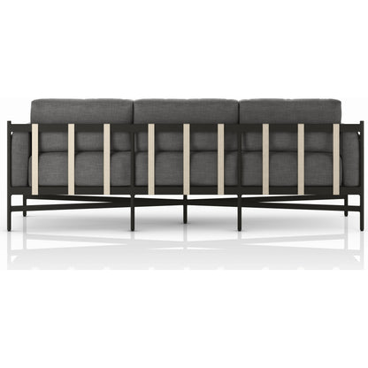 Hearst 99" Outdoor Sofa by Four Hands in bronze. Made from 100% olefin, aluminum, 100% polypropylene in a modern style.