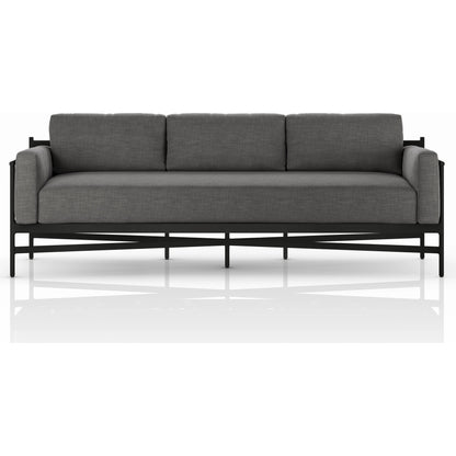 Hearst 99" Outdoor Sofa by Four Hands in bronze. Made from 100% olefin, aluminum, 100% polypropylene in a modern style.