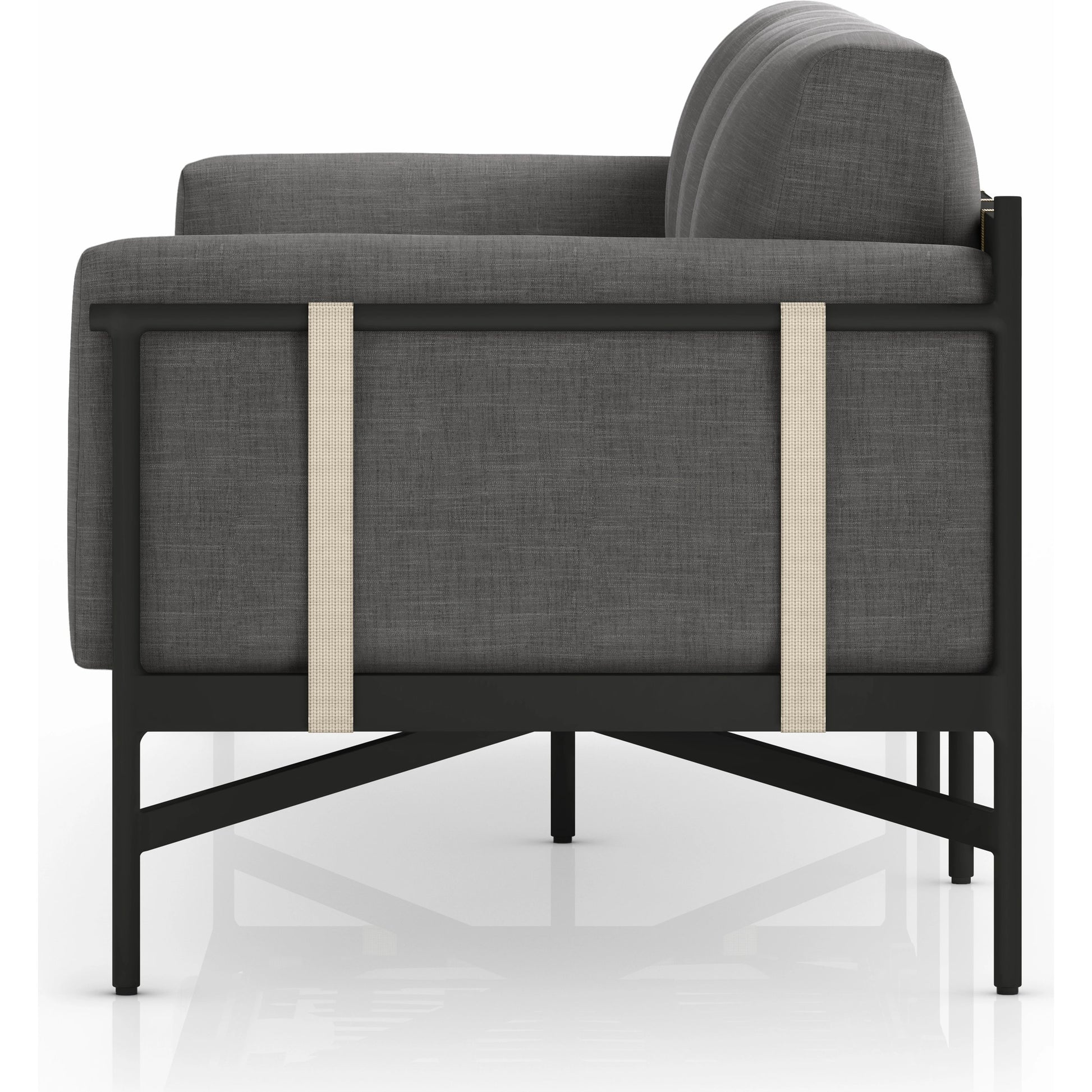 Hearst 99" Outdoor Sofa by Four Hands in bronze. Made from 100% olefin, aluminum, 100% polypropylene in a modern style.