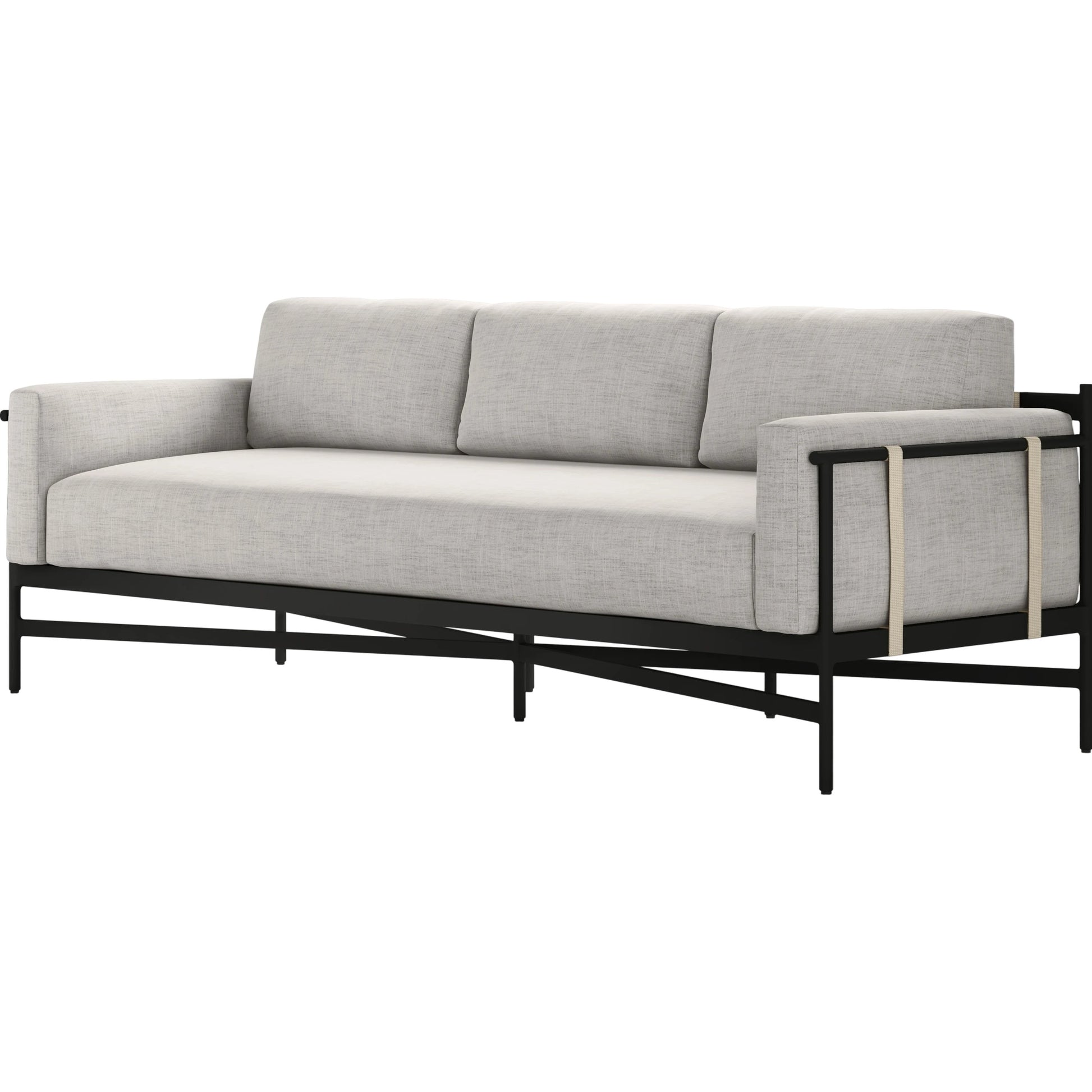 Hearst 99" Outdoor Sofa by Four Hands in bronze. Made from 100% olefin, aluminum, 100% polypropylene in a modern style.