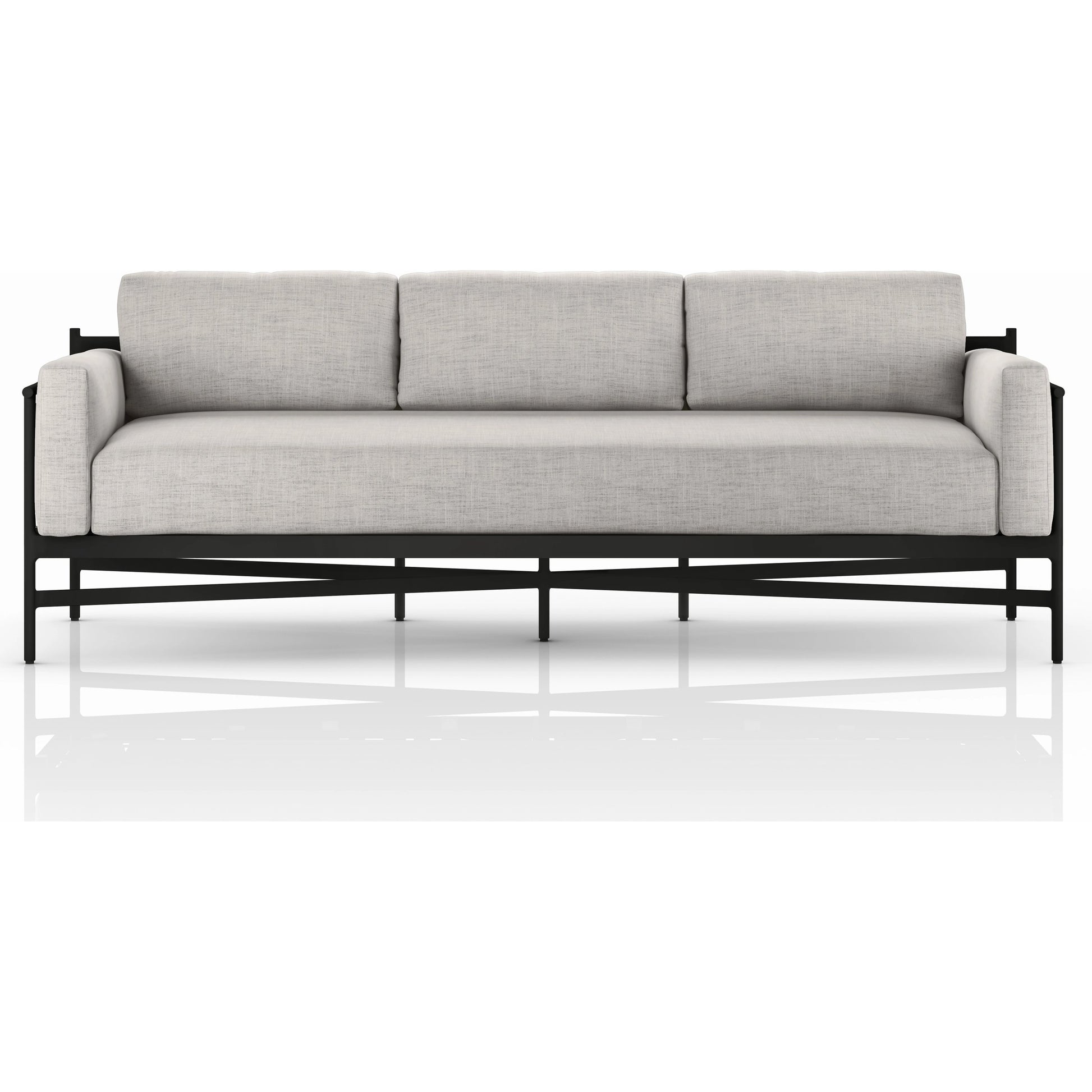 Hearst 99" Outdoor Sofa by Four Hands in bronze. Made from 100% olefin, aluminum, 100% polypropylene in a modern style.