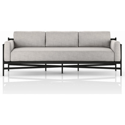 Hearst 99" Outdoor Sofa by Four Hands in bronze. Made from 100% olefin, aluminum, 100% polypropylene in a modern style.