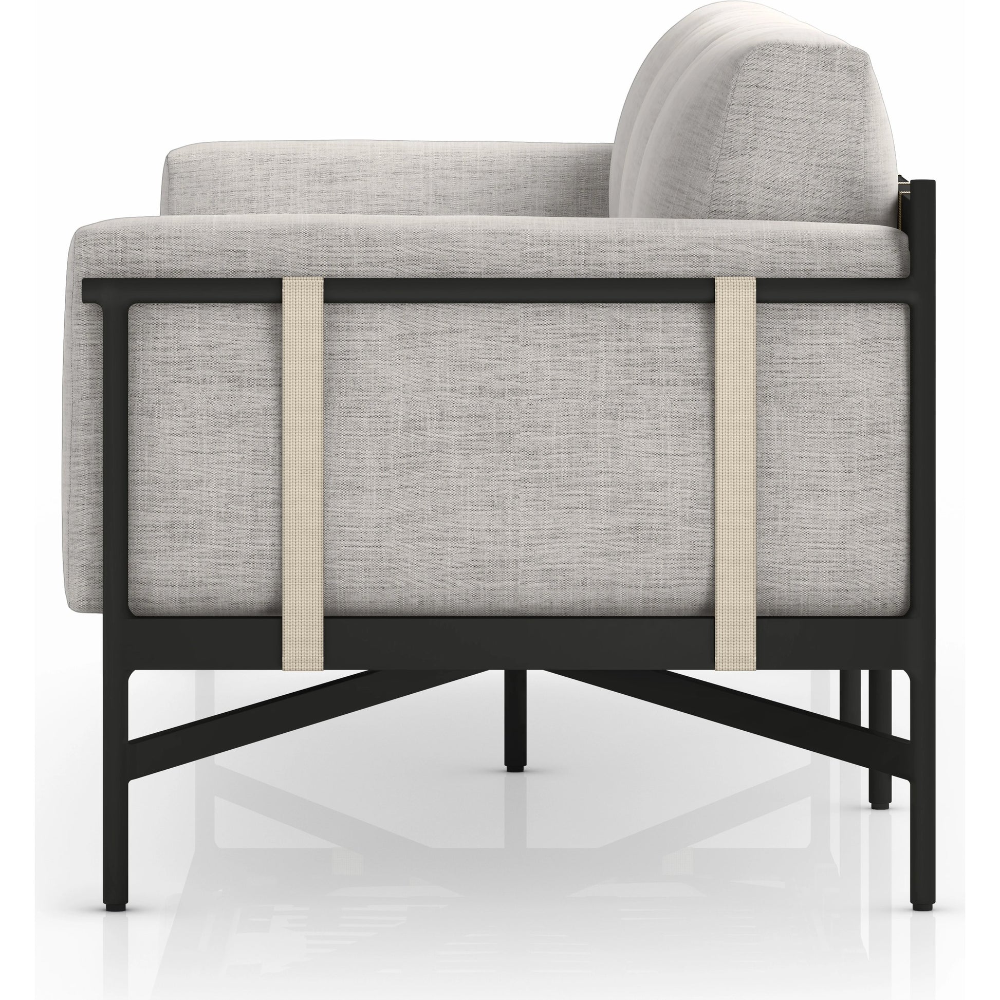 Hearst 99" Outdoor Sofa by Four Hands in bronze. Made from 100% olefin, aluminum, 100% polypropylene in a modern style.