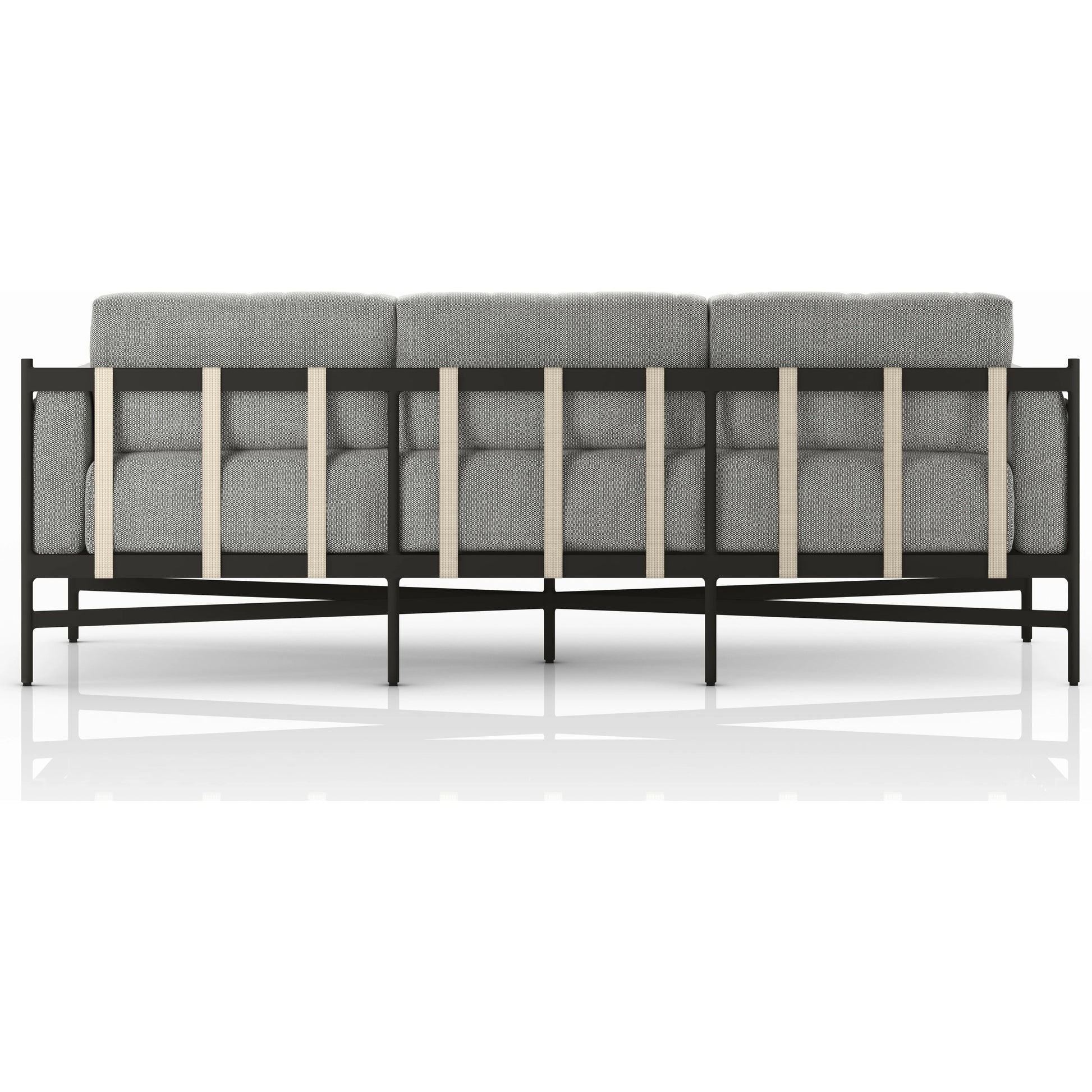 Hearst 99" Outdoor Sofa by Four Hands in bronze. Made from 100% olefin, aluminum, 100% polypropylene in a modern style.