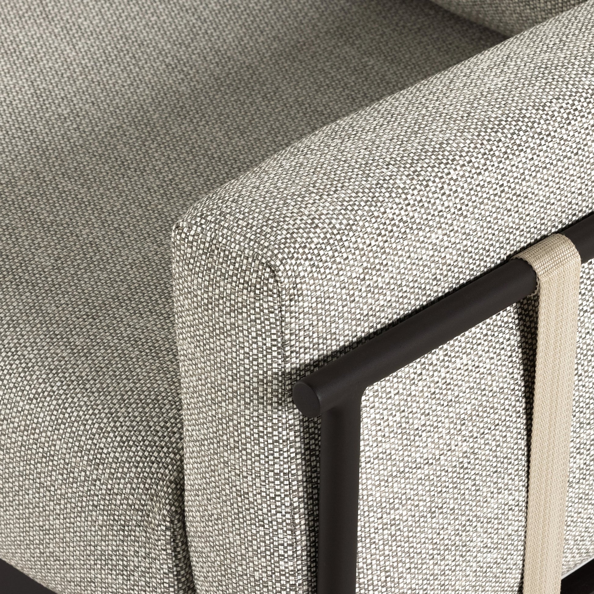 Hearst 99" Outdoor Sofa by Four Hands in bronze. Made from 100% olefin, aluminum, 100% polypropylene in a modern style.