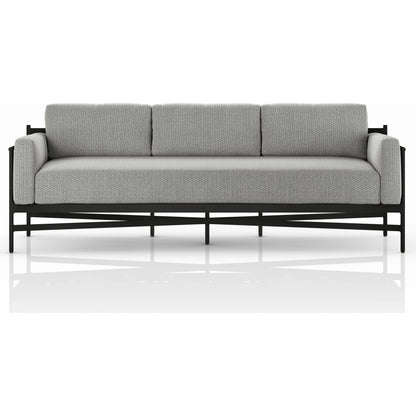 Hearst 99" Outdoor Sofa by Four Hands in bronze. Made from 100% olefin, aluminum, 100% polypropylene in a modern style.