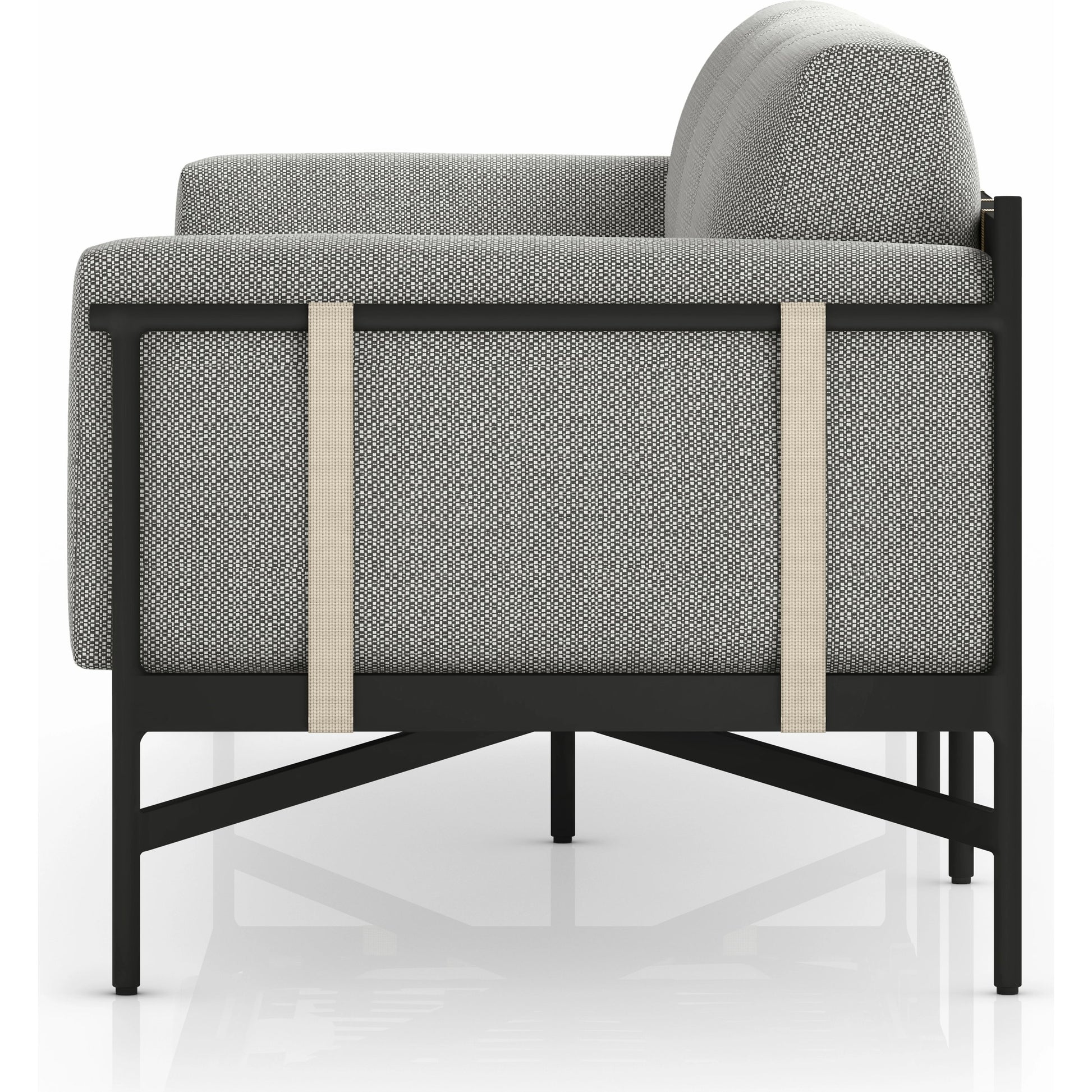 Hearst 99" Outdoor Sofa by Four Hands in bronze. Made from 100% olefin, aluminum, 100% polypropylene in a modern style.