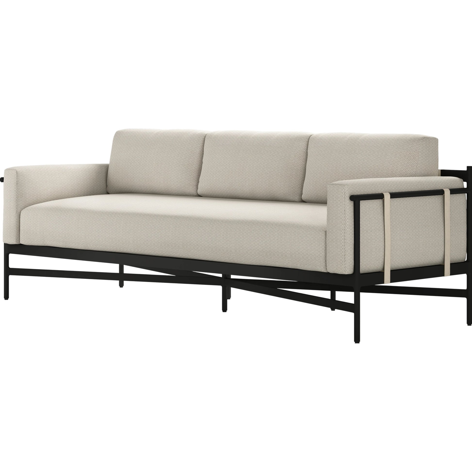 Hearst 99" Outdoor Sofa by Four Hands in bronze. Made from 100% olefin, aluminum, 100% polypropylene in a modern style.