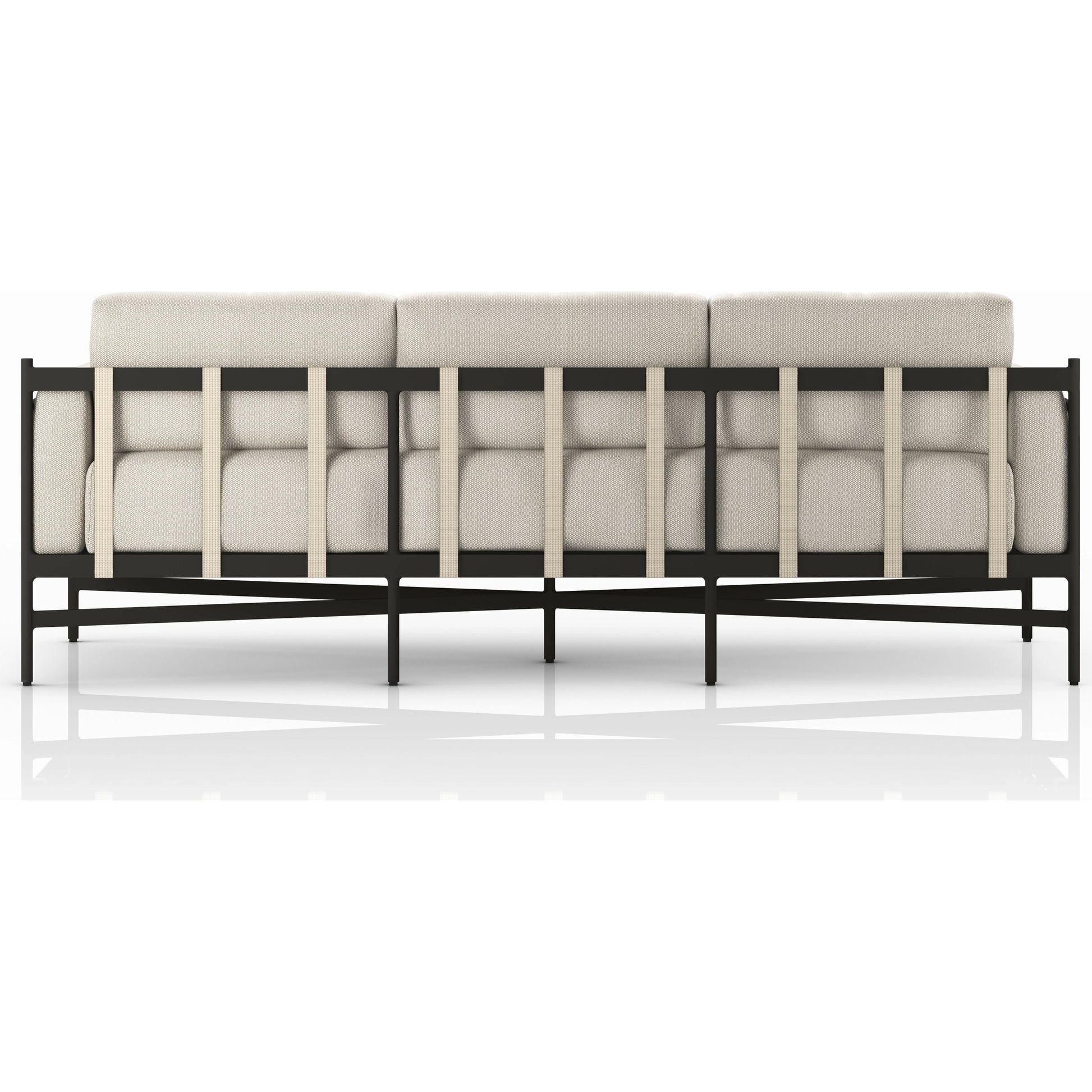 Hearst 99" Outdoor Sofa by Four Hands in bronze. Made from 100% olefin, aluminum, 100% polypropylene in a modern style.