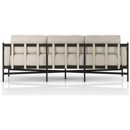 Hearst 99" Outdoor Sofa by Four Hands in bronze. Made from 100% olefin, aluminum, 100% polypropylene in a modern style.