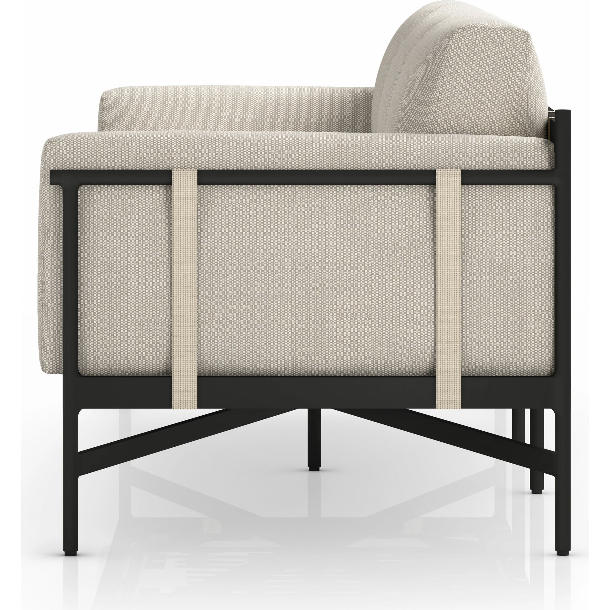 Hearst 99" Outdoor Sofa by Four Hands in bronze. Made from 100% olefin, aluminum, 100% polypropylene in a modern style.