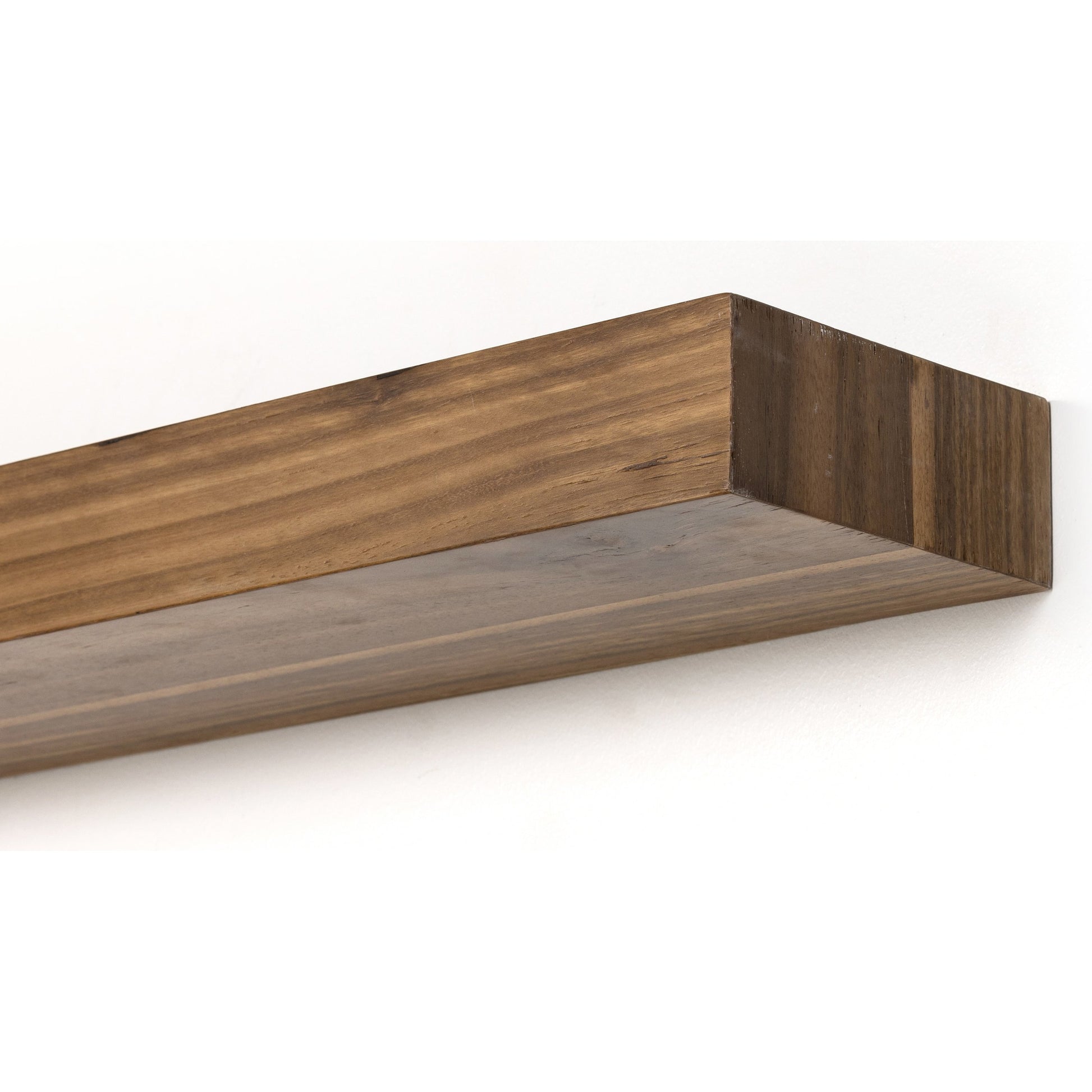 Cain Floating Shelf by Four Hands in gold guanacaste. Made from thick guanacaste veneer in a transitional style.