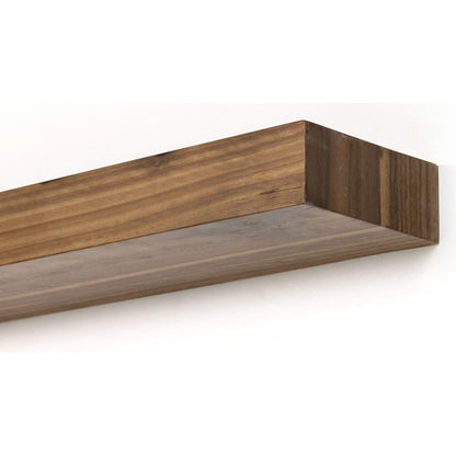 Cain Floating Shelf by Four Hands in gold guanacaste. Made from thick guanacaste veneer in a transitional style.