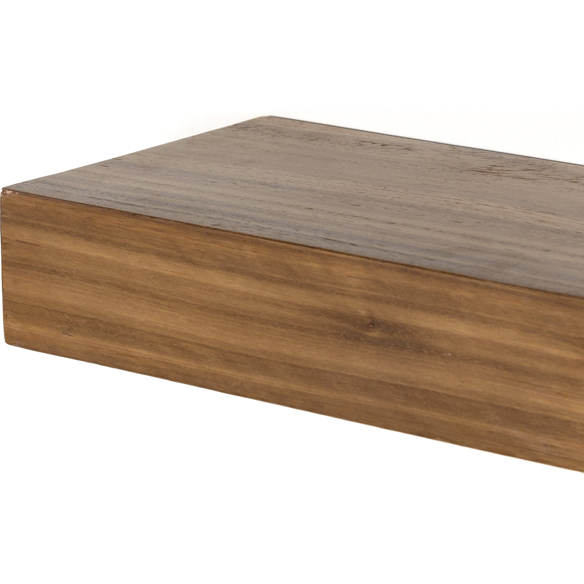 Cain Floating Shelf by Four Hands in gold guanacaste. Made from thick guanacaste veneer in a transitional style.