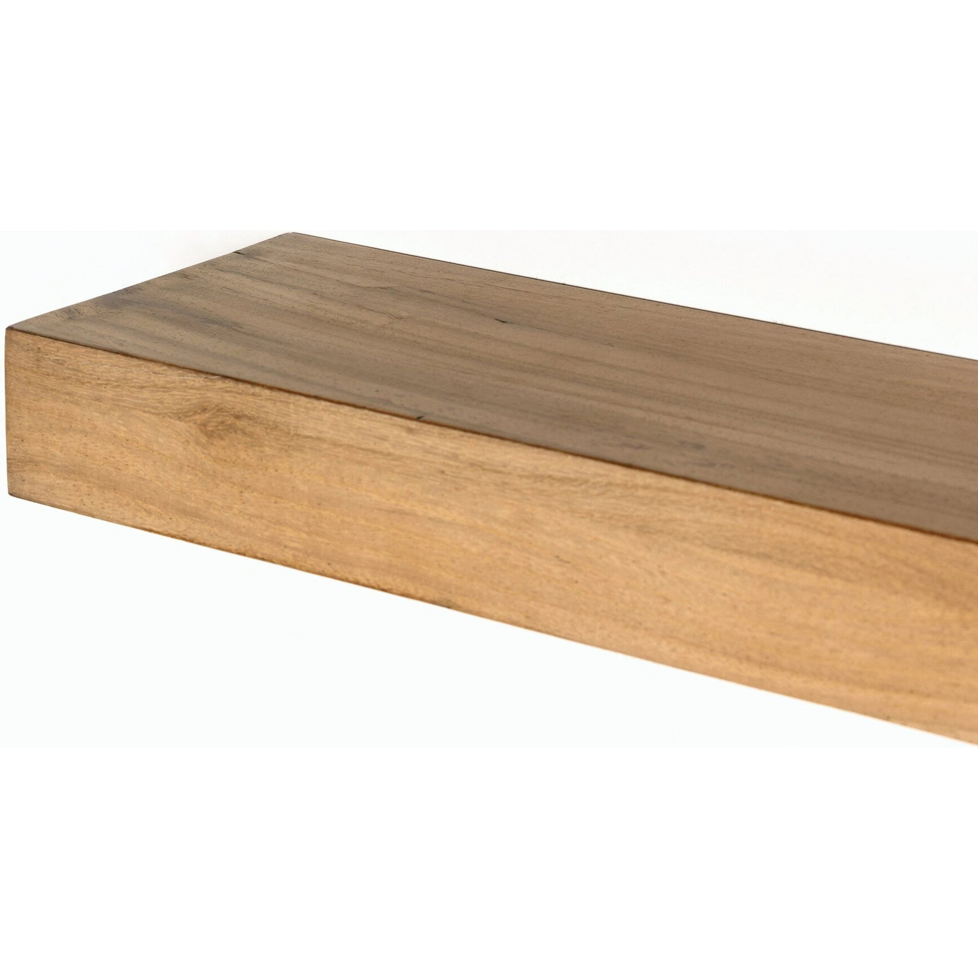 Cain Floating Shelf by Four Hands in gold guanacaste. Made from thick guanacaste veneer in a transitional style.