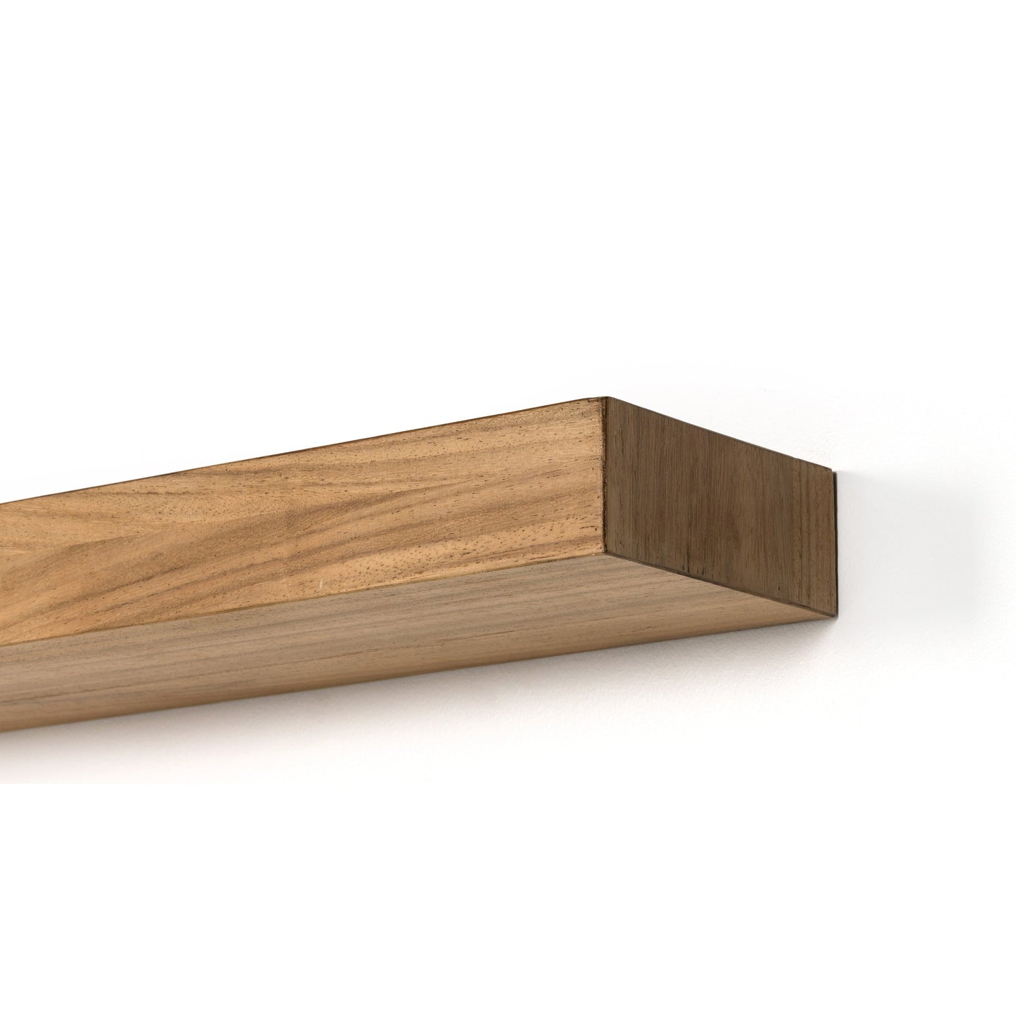 009 SI-1902953 | Closeup | Cain Floating Shelf by Four Hands in gold guanacaste. Made from thick guanacaste veneer in a transitional style.