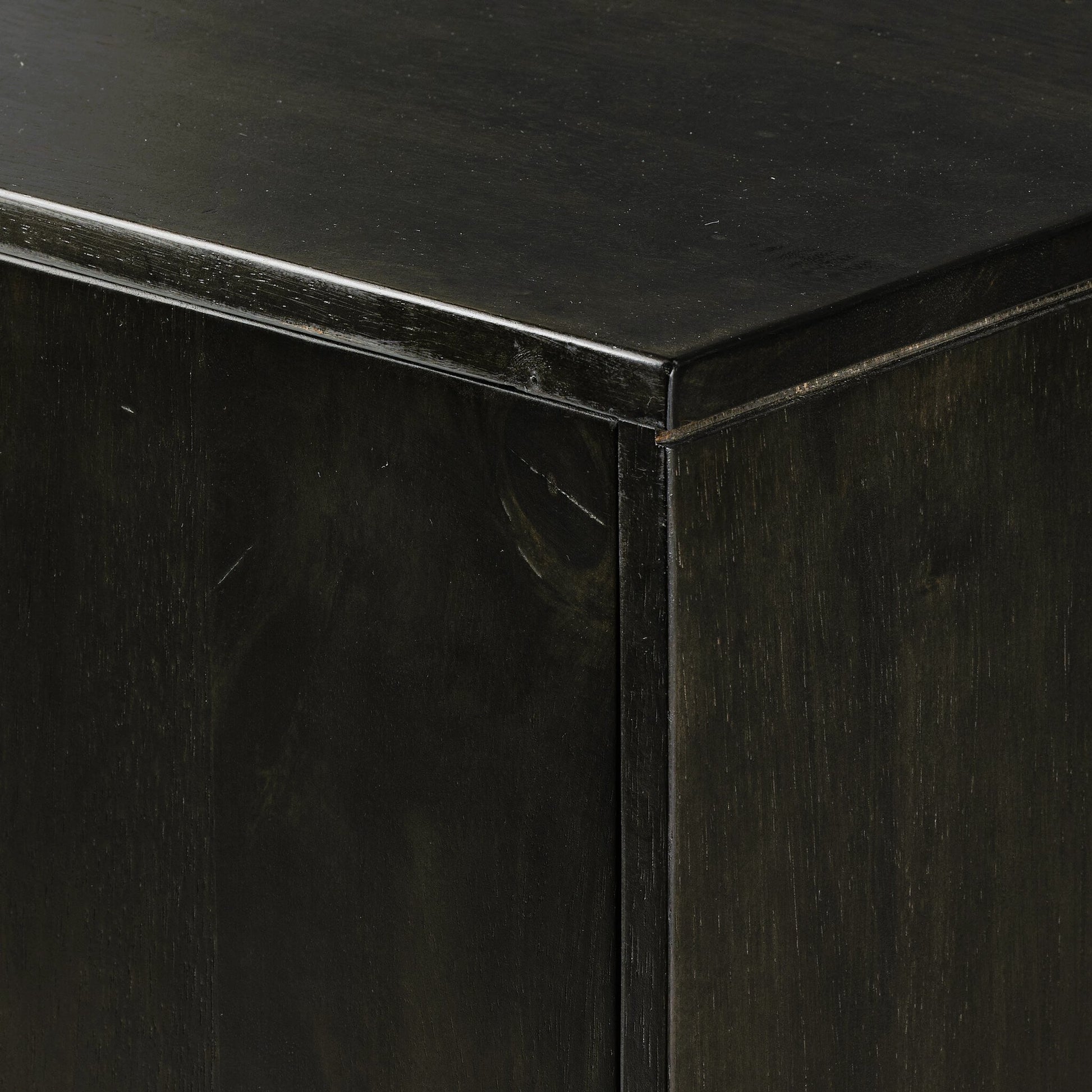Reza Bar Cabinet by Four Hands in smoked honey parawood. Made from solid parawood, brass, solid acacia in a transitional style.