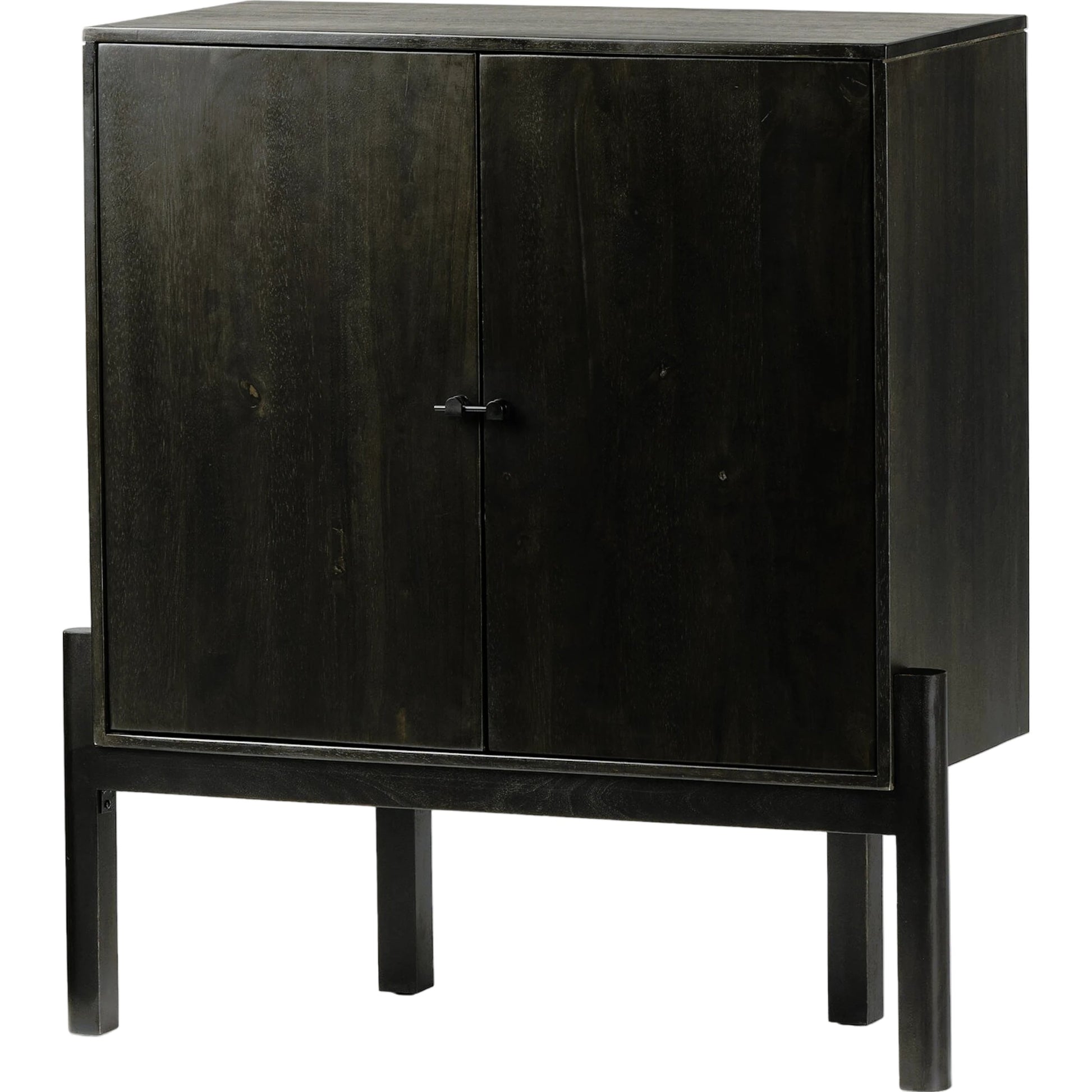 Reza Bar Cabinet by Four Hands in smoked honey parawood. Made from solid parawood, brass, solid acacia in a transitional style.