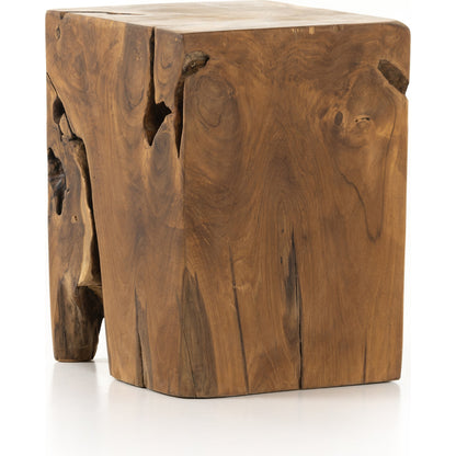 Teak Square Stool by Four Hands in rustic teak. Made from solid teak in a rustic style.