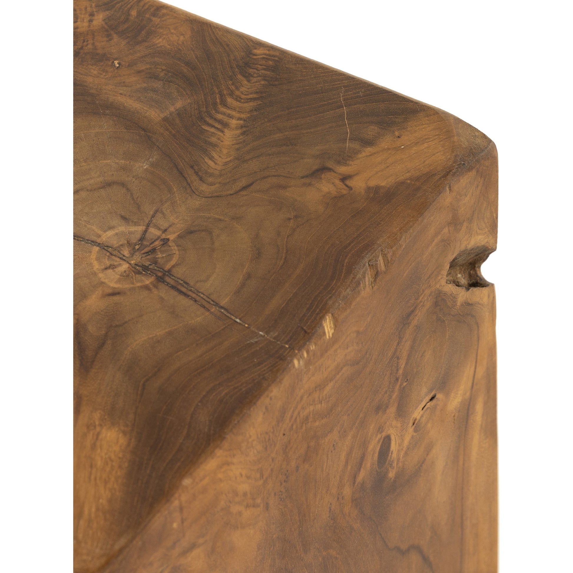 Teak Square Stool by Four Hands in rustic teak. Made from solid teak in a rustic style.