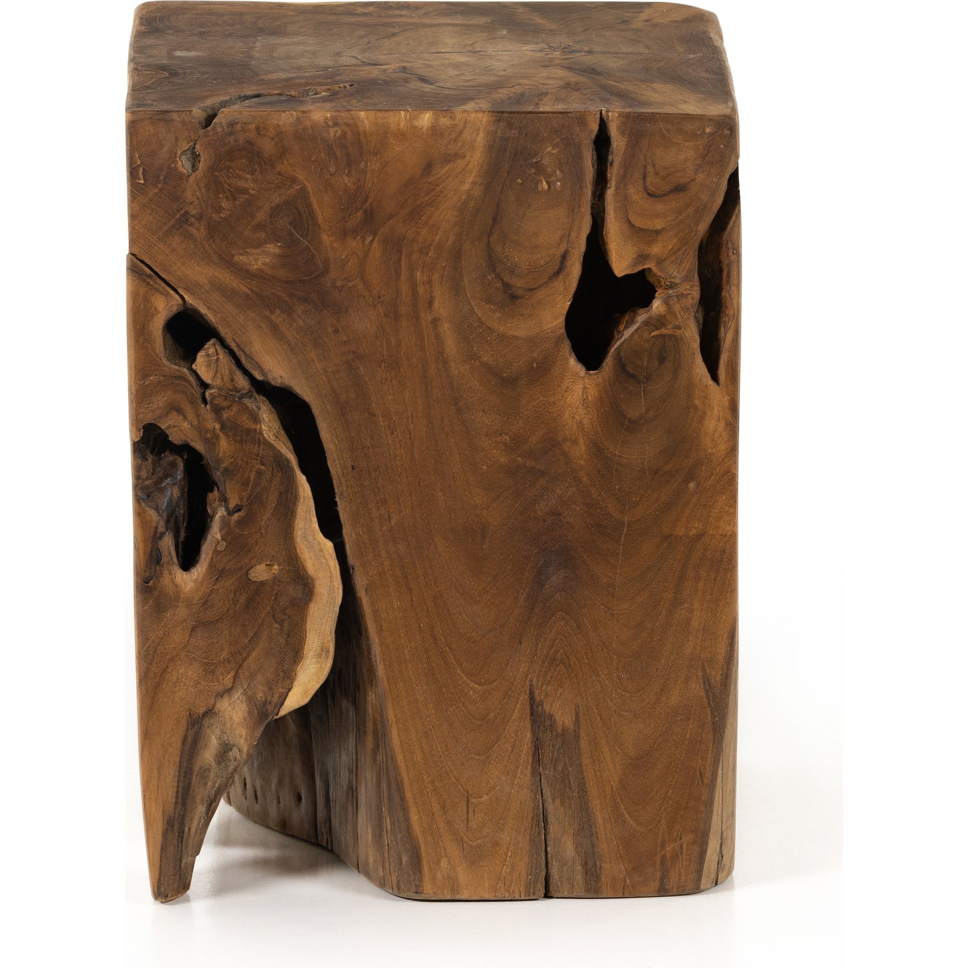 Teak Square Stool by Four Hands in rustic teak. Made from solid teak in a rustic style.