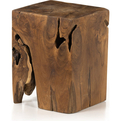 Teak Square Stool by Four Hands in rustic teak. Made from solid teak in a rustic style.