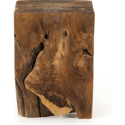 Teak Square Stool by Four Hands in rustic teak. Made from solid teak in a rustic style.