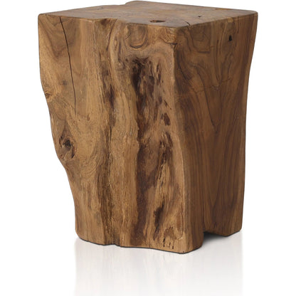 Teak Square Stool by Four Hands in rustic teak. Made from solid teak in a rustic style.