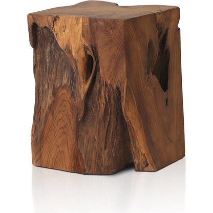 Teak Square Stool by Four Hands in rustic teak. Made from solid teak in a rustic style.