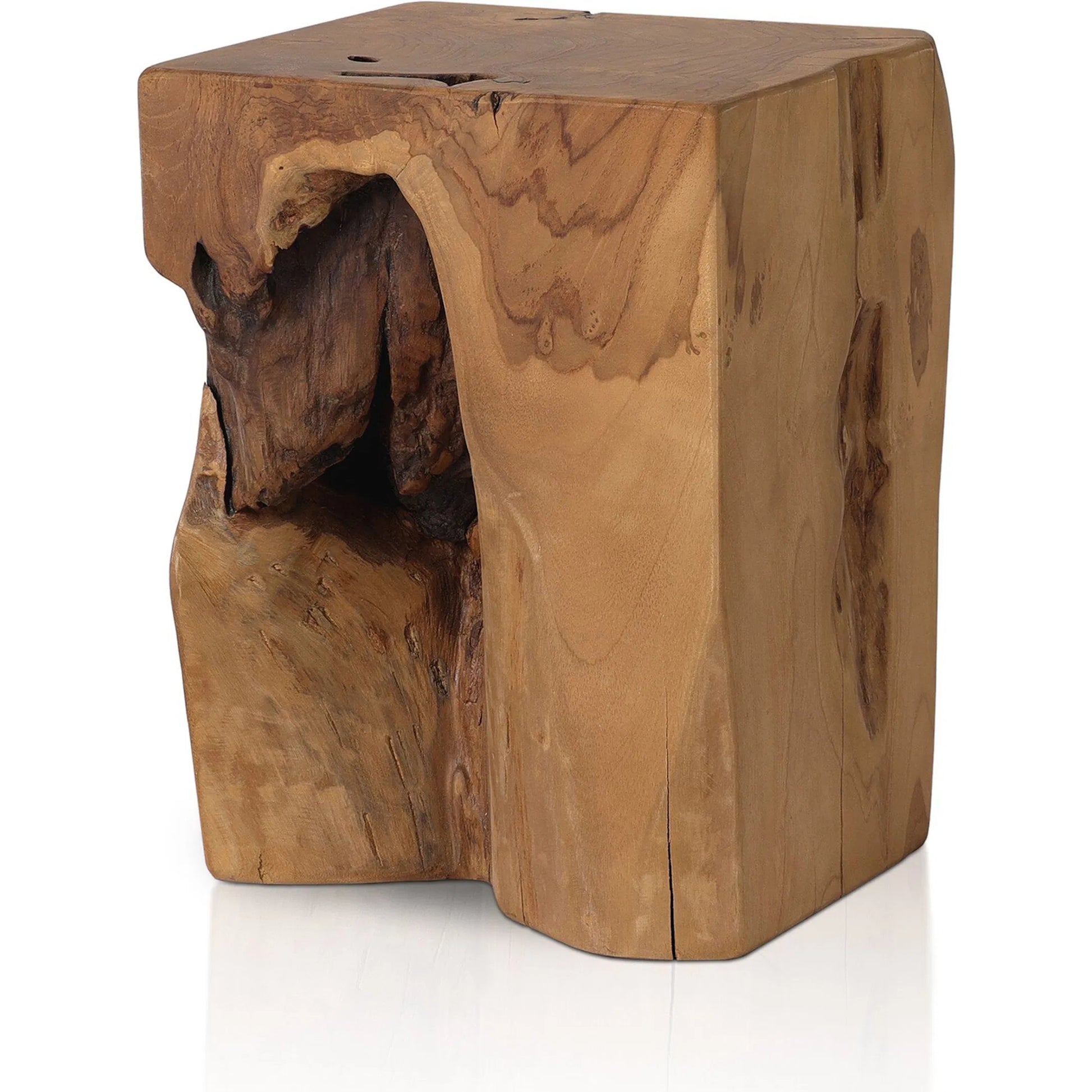 Teak Square Stool by Four Hands in rustic teak. Made from solid teak in a rustic style.