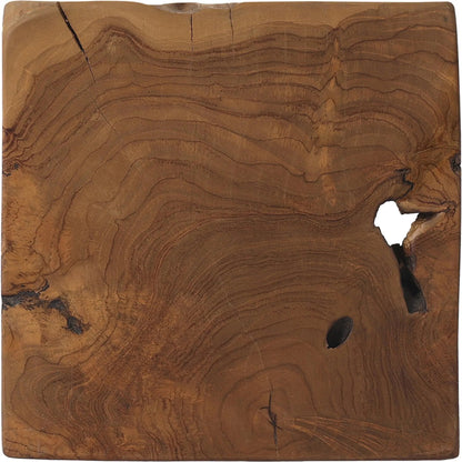 Teak Square Stool by Four Hands in rustic teak. Made from solid teak in a rustic style.