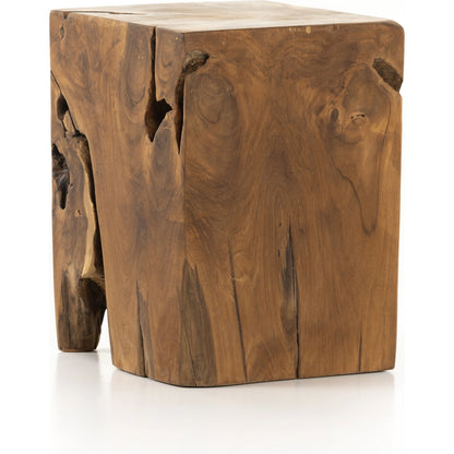 Teak Square Stool by Four Hands in rustic teak. Made from solid teak in a rustic style.