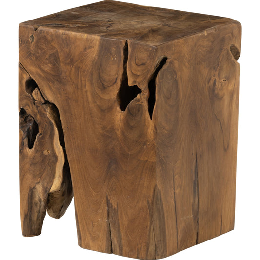 Teak Square Stool by Four Hands in rustic teak. Made from solid teak in a rustic style.