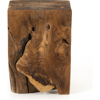 Teak Square Stool by Four Hands in rustic teak. Made from solid teak in a rustic style.