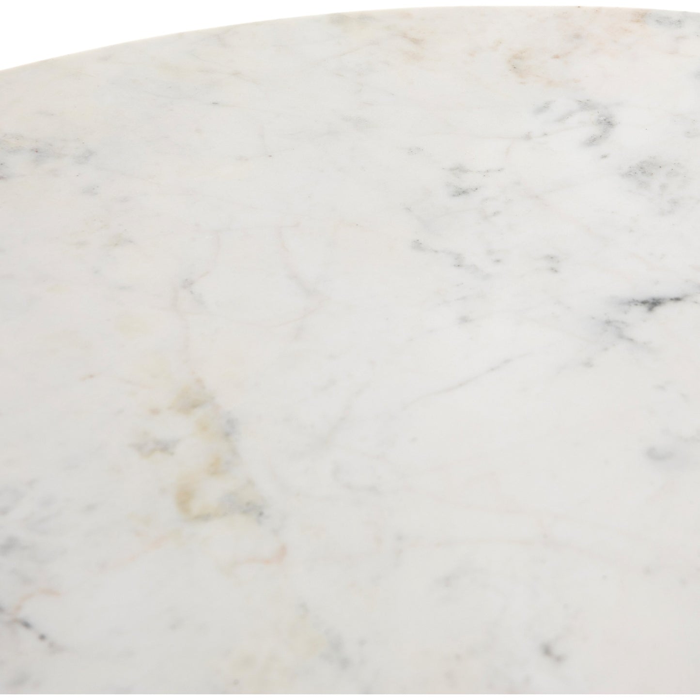 007 SI-1715585 | Closeup | Helen Round Bistro Table by Four Hands in raw brass, polished white marble. Made from solid marble, aluminum in a modern style.