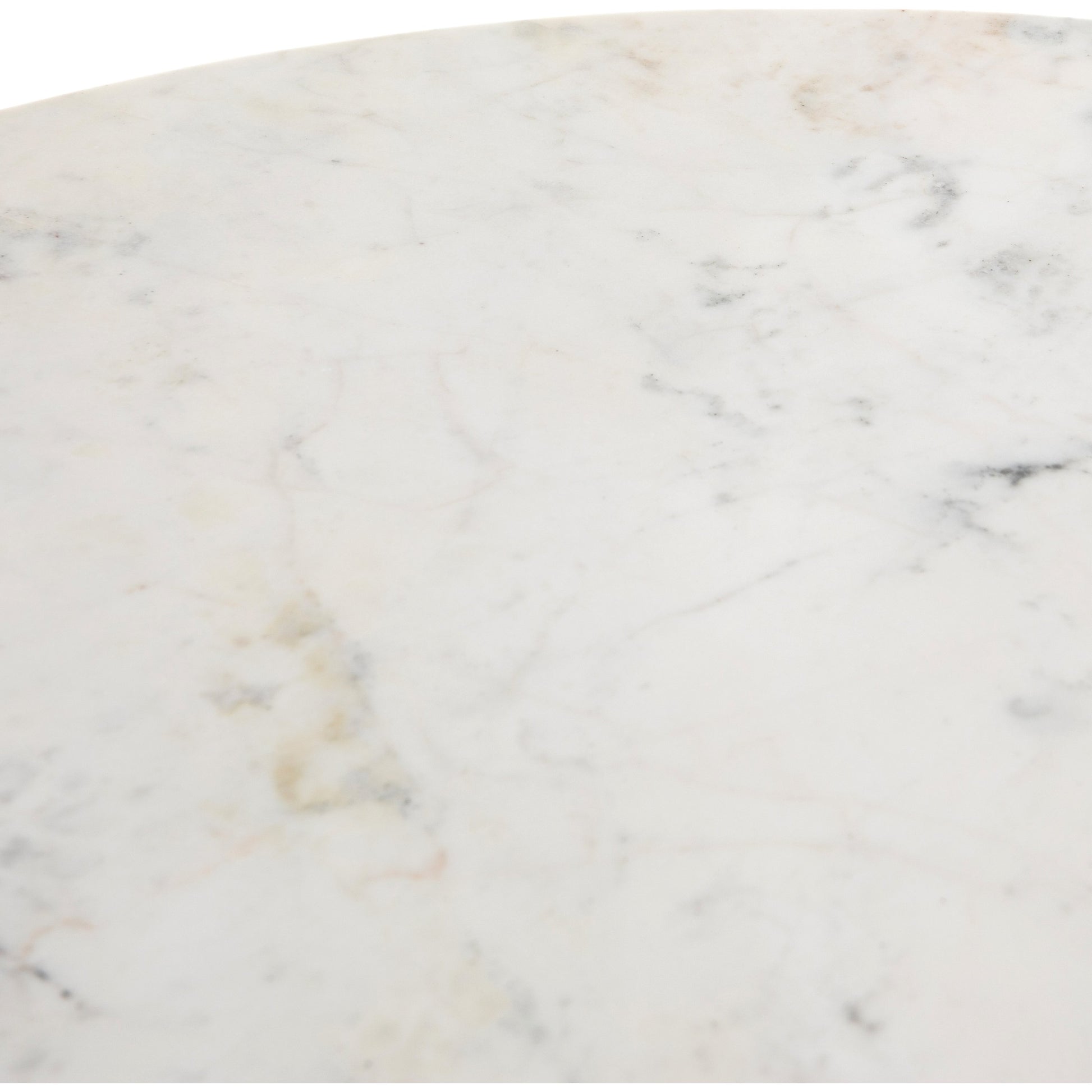 Helen Round Bistro Table by Four Hands in raw brass, polished white marble. Made from solid marble, aluminum in a modern style.