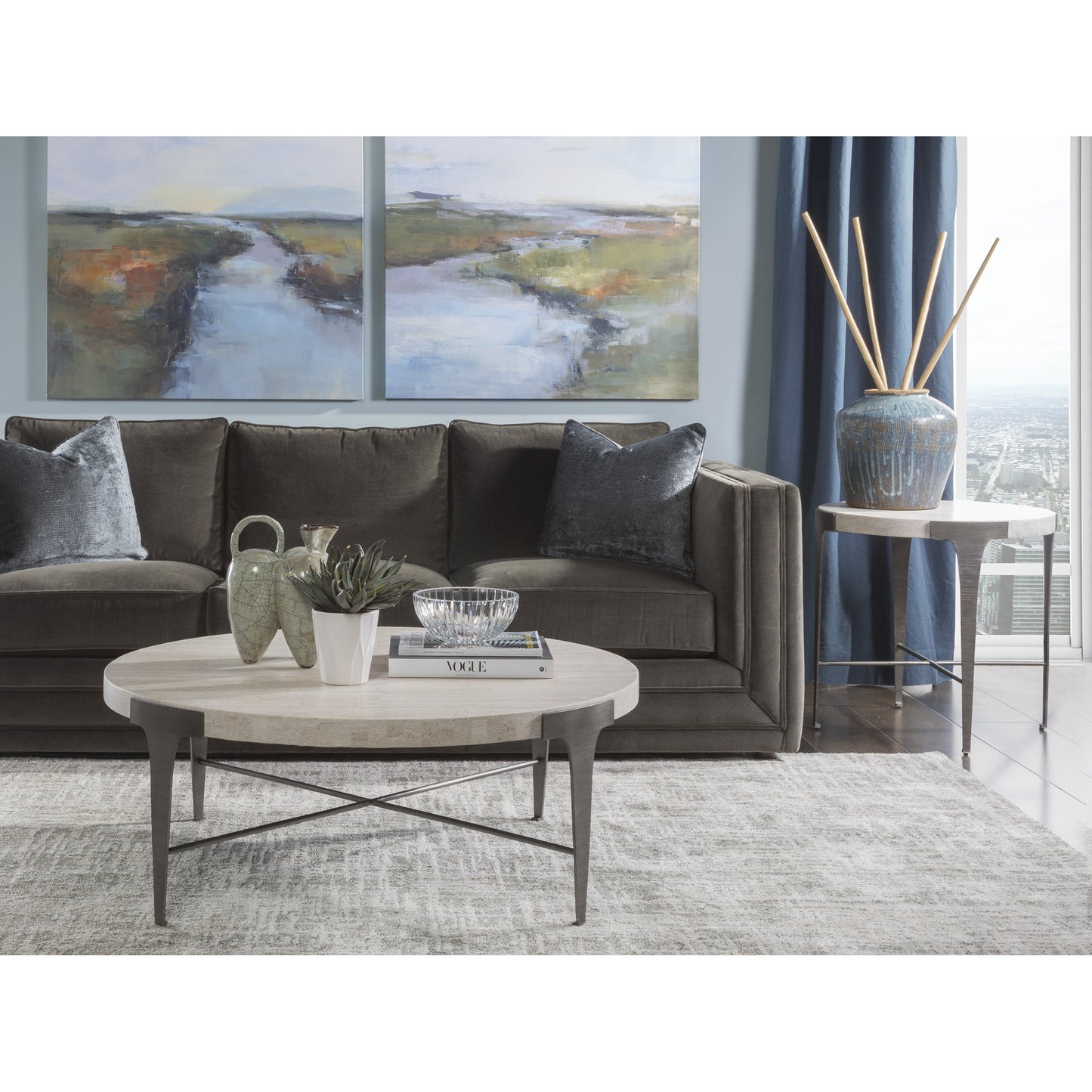 002 SI-1823396 | Lifestyle | Cachet End Table by Artistica Home in silver leaf. Made from unique in a transitional style.