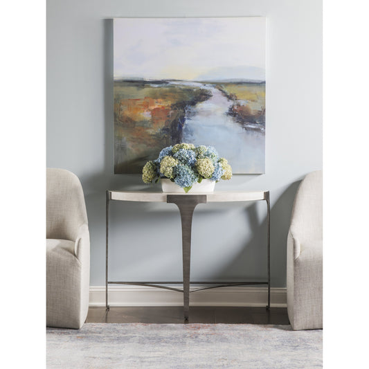 Cachet Console by Artistica Home in silver leaf. Made from unique in a transitional style.
