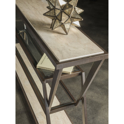 Adamo Cafe Console by Artistica Home in ribbed brown, desert. Made from unique in a modern style.