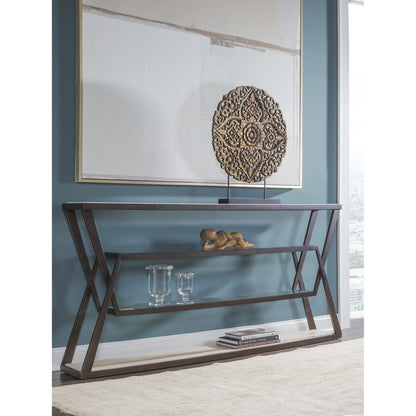 Adamo Cafe Console by Artistica Home in ribbed brown, desert. Made from unique in a modern style.
