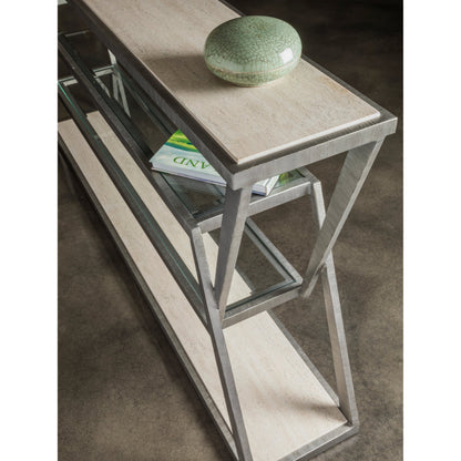 Adamo Console by Artistica Home in silver leaf. Made from unique in a modern style.