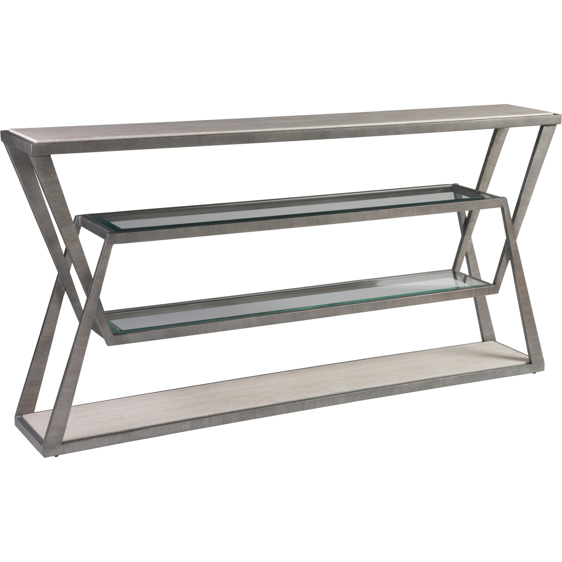 Adamo Console by Artistica Home in silver leaf. Made from unique in a modern style.
