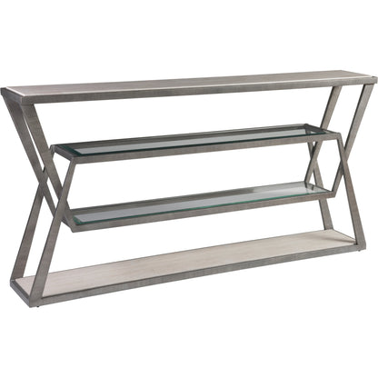 Adamo Console by Artistica Home in silver leaf. Made from unique in a modern style.